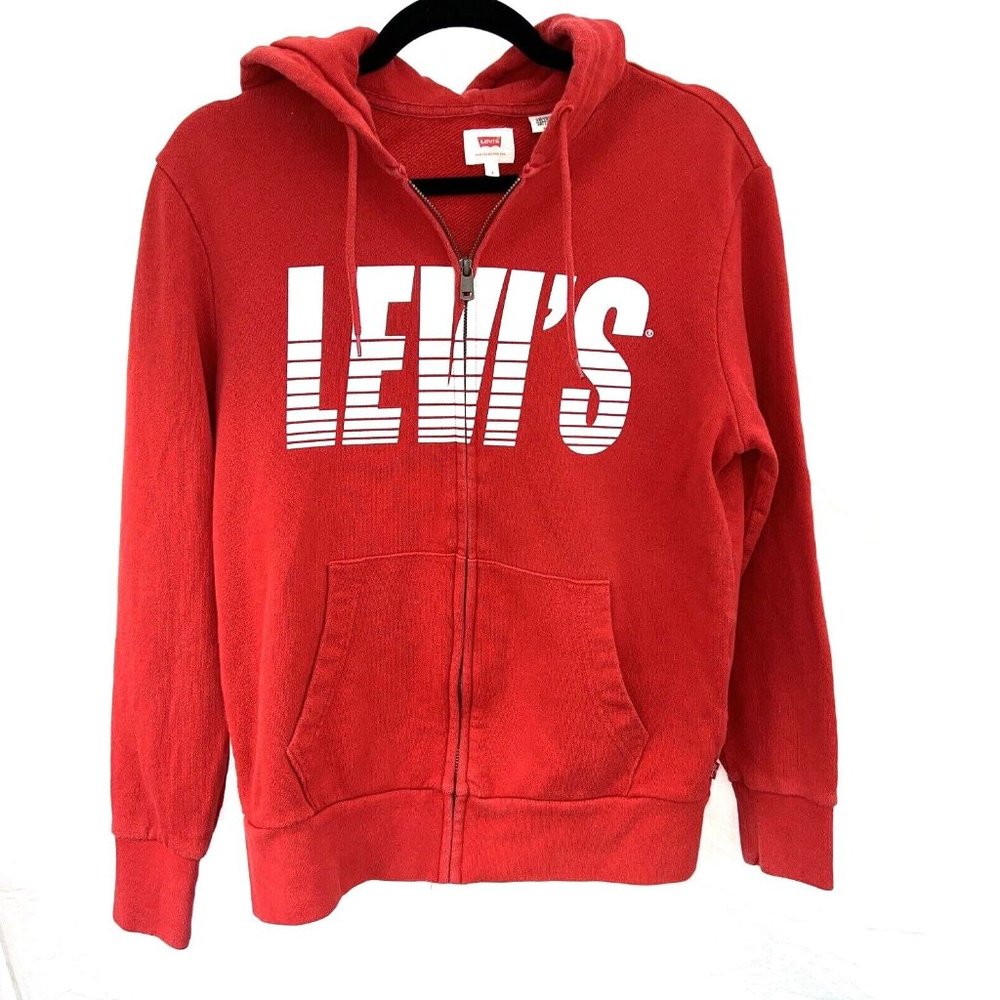 Vintage Red Levi's Full Zip Hoodie Sz Adult Small